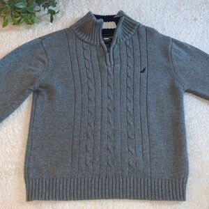 Nautica Gray Quarter Zip Sweater 4 EUC